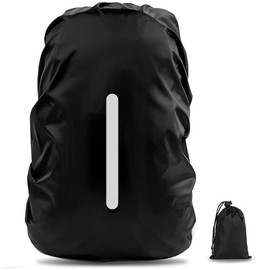 Hi-Visibility Waterproof Backpack Rain Cover with Reflective Strip and Adjustable Buckle Strap-Ultralight, Anti-Dust, Anti-Theft, Ideal for Outdoor Hiking, Camping, Cycling and Traveling(Black, M)