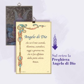 F.LLI BONELLA FRATELLI BONELLA - Sacred Picture of the Angel on the Bridge and Prayer of the Angel of God in Italian - Picture in MDF Poplar Wood - Religious Picture for the Bedroom 8 mm x 10 cm x 15