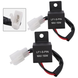 Weasch 2Pack 12V 2-Pin Electronic LED Flasher Relay, LF1-S-PIN Wiring Connectors Kit, MAX Power 150W, Fix Motorcycle Turn Signal Bulbs Hyper Flash (2)