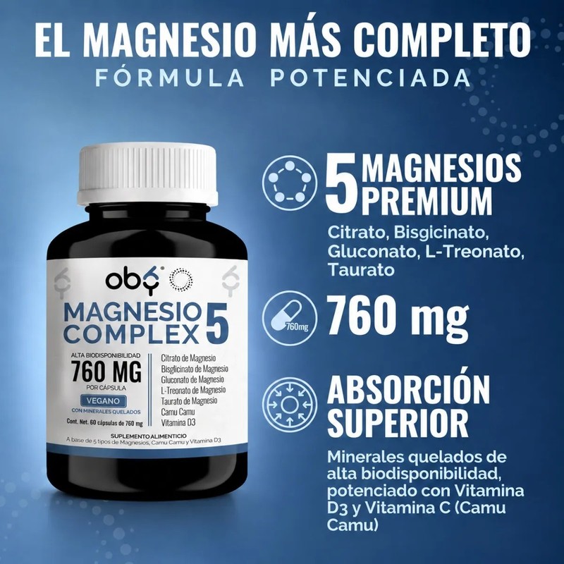 Bisglicinato De Magnesio Complex 5 60 Cápsulas