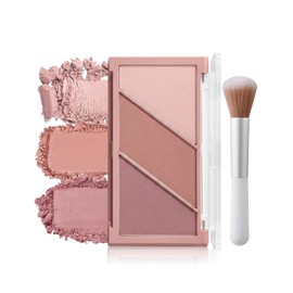 Erinde Powder Blush Palette de 3 Tonos Mate, Alta Pigmentación y Larga Duración, En Polvo para Maquillar Las Mejillas, Fácil de Difuminar, Regalar Brochas de Maquillaje,#E01