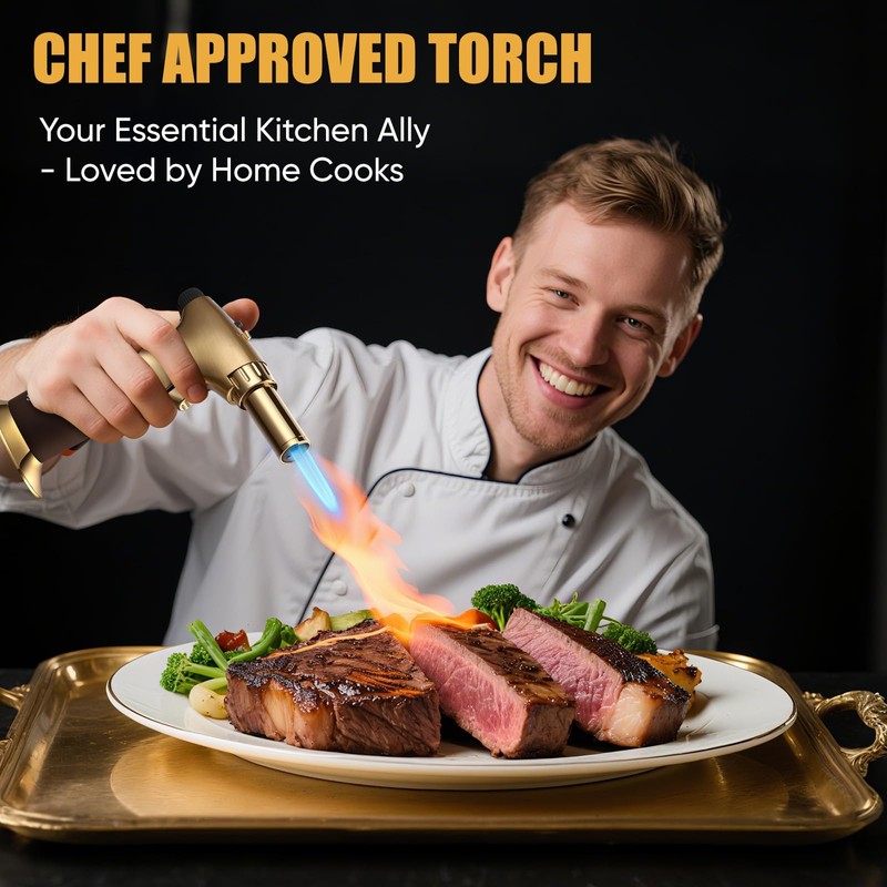 KOACKL Dual Flame Butane Torch Lighter, Refillable Kitchen Torch, Adjustable