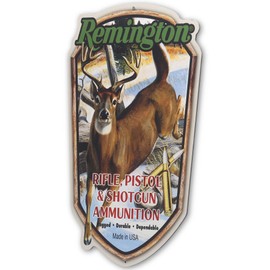 Remington Ammunition Deer Metal Sign - Vintage Remington Wall Decor for Garage or Man Cave