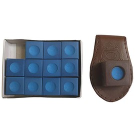 John West Billiard Chalk Holder Brown + 12 Pieces Chalk Set