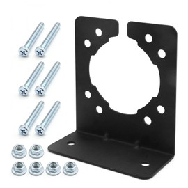 CADUFUELLY Black Metal Universal 7 Pin Trailer Connector Mounting Bracket Holder, American Style 7 Pin Trailer Socket Bracket for Caravan Towing Connector Plug Socket