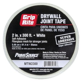 Grip-Rite MTW2300, FG Mesh Drywall Tape, 2" x 300', White, Fiberglass Mesh for Joint Reinforcement, Self-Adhesive