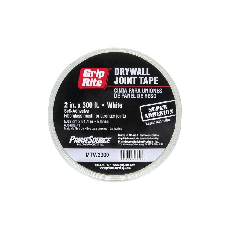 Grip-Rite MTW2300, FG Mesh Drywall Tape, 2" x 300', White,