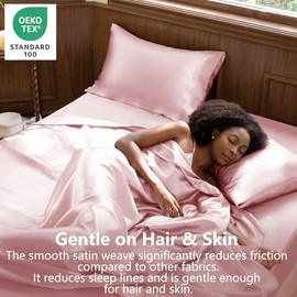 CozyLux Satin Sheets King Size Sheet Set - Silky Soft Bedding Similar to Silk, 4 Piece Sheets for Hair and Skin, Deep Pocket with All-Around Elastic, 