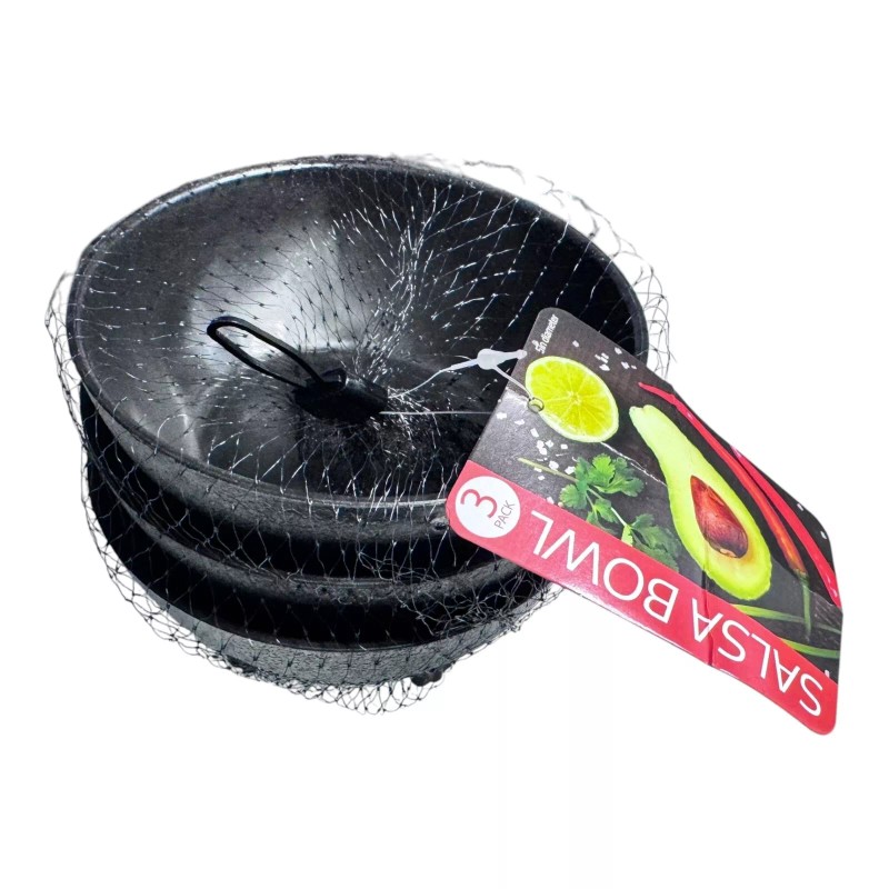 kole 3PCS Salsa Bowl Set Plastic Mexican Molcajete Chips Guacamole