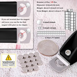 Black Adjustable Nail Clippers with Magnet Sizers for Acrylic Nails, Professional Stainless Steel Fake False Nail Tip Sharp Clipper Cutter Trimmer, Manicure Tool for Salon Home Nail Art