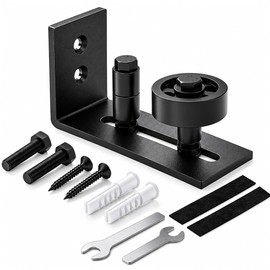 Barn Door Floor Guide for Sliding Doors – Black Anti-Sway Roller Guide for Stable Door Movement in Home Interiors