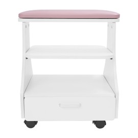 FALUSHAN Foot Bath Stool,44lbs Foot Bath Trolley Foot Rest Pedicure Manicure Chair,Portable Beauty Footrest Pedicure with Wheels for Beauty Salons,Hair Salons (Pink, Widened Version)