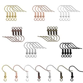 AGCFABS 350pcs 20×17mm 7 Color Earring Hooks Hypo-allergenic Ear Wires Fish Hooks with a Transparent Plastic Box Jewelry Findings for DIY Jewelry Making (350)