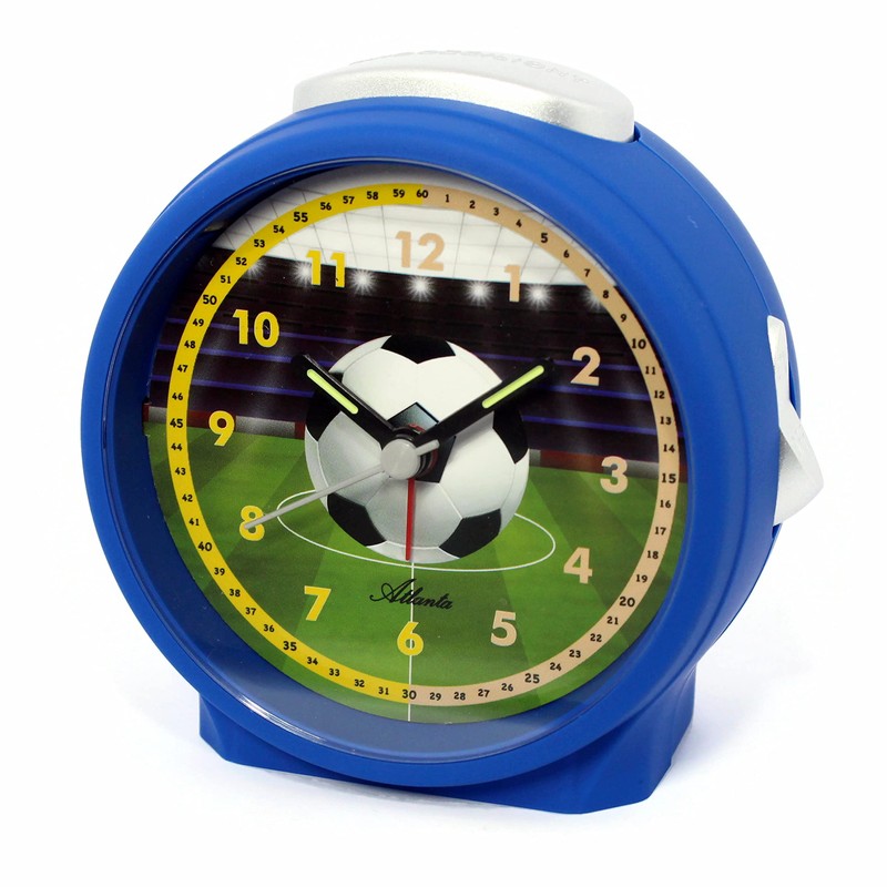 Atlanta Children's Alarm Clock for Boys Blue Football Quartz Alarm
