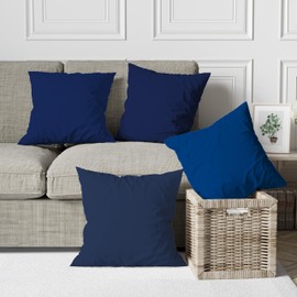 ggaimwf Solid Color Linen Cushion Covers for Sofa Navy Blue Gradient Throw Pillow for Bed Northen Vast Ocean Color Handmade Square Cushion Cases with Invisible Zipper, 45x45cm Set of 4