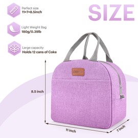 Lunch Bag for Women & Men Adult Insulated Lunch Box, Small Leakproof Cooler Food Lunch Containers Reusable High Capacity Lunch Tote Bags for Work, Travel, Outdoor (Purple)