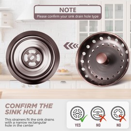 Retisee 2 Pcs Kitchen Sink Stopper Strainer Stainless Steel Drain Strainers for Universal 3-1/2 Inch Kitchen Sink Drain Replacement(Antique Copper)