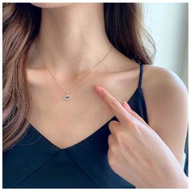 Inilbran Boho Evil Eye Pendant Necklace Vintage Blue Eye Choker Necklace Gold Eye Choker Necklace Minimalist Blue CZ Necklace Jewelry for Women and Girls