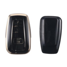 Soft TPU Key Fob Cover for Toyota 3-Button Key Fob Cover Case Gold Edge Design Car Key Case Protector Cover Car Accessories for Toyota 4Runner 2016-2024 RAV4 Camry Prado