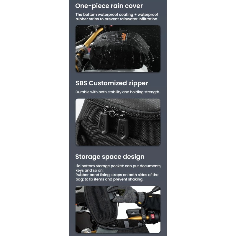 LOBOO Motorcycle Tank Bag BTB10 – Compact Expandable Design with