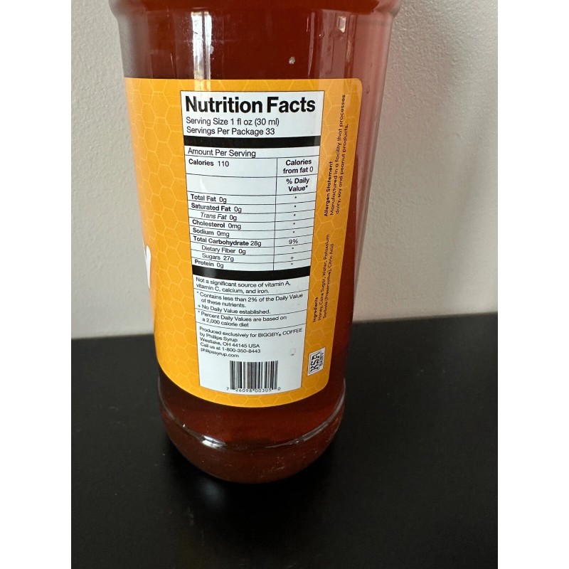 BIGGBY COFFEE HONEY SYRUP UNOPENED BRAND NEW 33.8 OZ