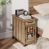LINSY HOME Farmhouse End Table with Charging Station, Narrow Side