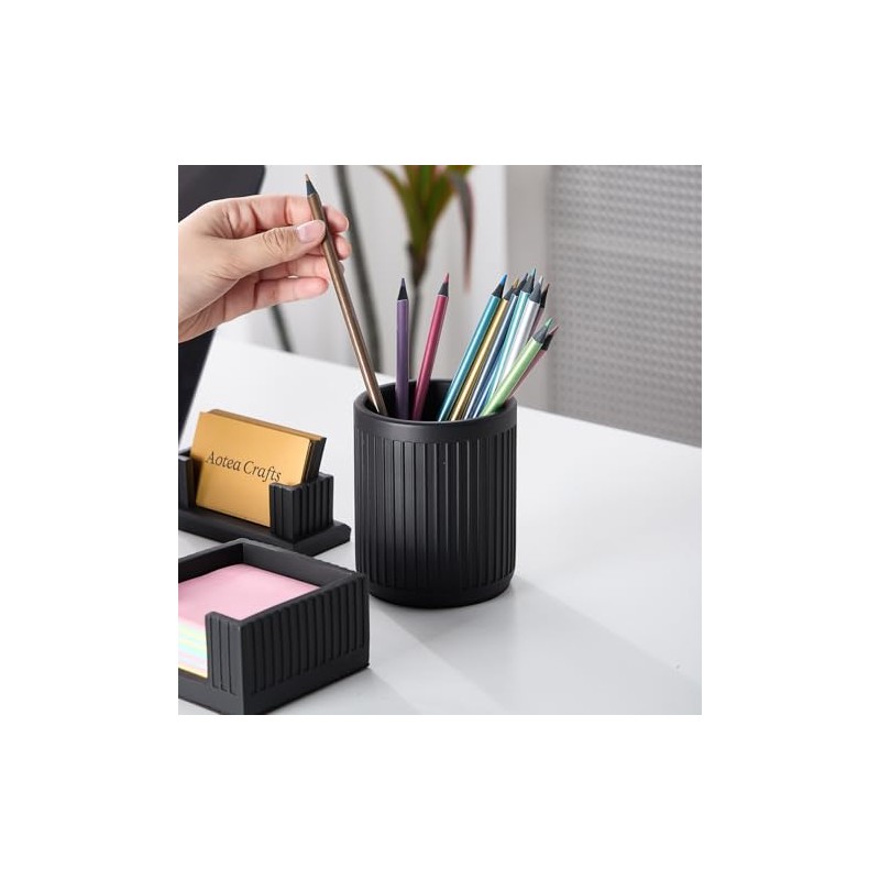 Set of 4 Modern Concrete Desk Accessories for Office Decor