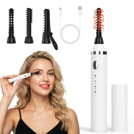 Heated Eyelash Curler 3 Temperature Quick Heating Electric Eyelash Curler Eyelash Brush Portable Rechargeable Eyelash Curler with 3 Anti-Burn Brush Heads for All Eye Shapes