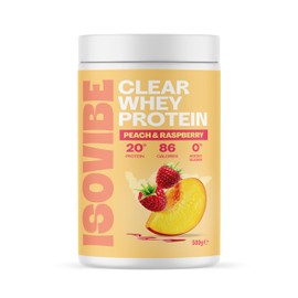 Isovibe Clear Whey Protein Powder Peach & Raspberry (20 Servings) Refreshing Protein Water | Zero Added Sugar | High Protein 20g Per Serving