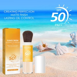 QUIWEN Mineral Powder Sunscreen Brush - SPF 50, Face, Oil Control, Natural Matte Finish