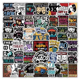 104Pcs Theater Stickers,Aesthetic Waterproof Vinyl Theatre Stickers for Water Bottle,Laptop,Phone,Skateboard Theatre Gifts for Teens Girls Kids