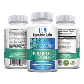 Braxton Labs Probiotic Dietary Supplement with 40 Billion Active Organisms Helps Boost(s) Immune Health and Digestion While Cleansing Your Your Digestive Tract, 60 Vegetable Capsules