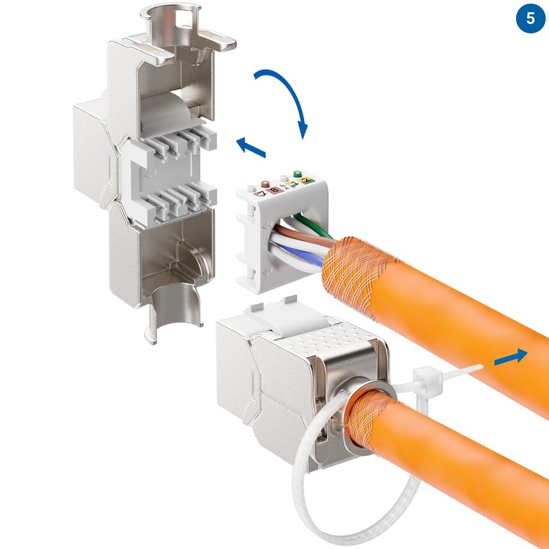 deleyCON 16x CAT6a Keystone Jack Module with 8x 2-Port DIN