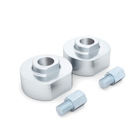 Front Leveling Kit - 2 inch Lift - 2WD Vehicles Only - Compatible with 1999-2008 Ford F250 F250 Super Duty, F350 F-350 SuperDuty, Excursion - Suspension Lower Strut Aluminum Silver Spacers