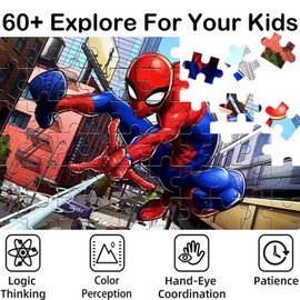 NEILDEN Jigsaw Puzzles 60 Pieces Puzzles for Kids Ages 4-8 Learning Educational Toy Puzzles for Children Girls and Boys Packed in Tin Box