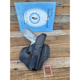 Don Hume Leathergoods Vintage Don Hume H721 CS Black Leather OWB Holster For Glock 17 22 31 - Right Draw Plain Mid State Brown Covered Slots