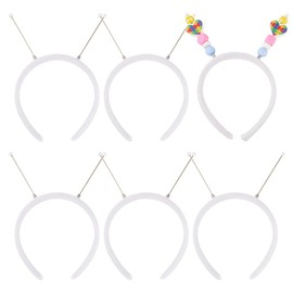 FASHEWELRY 5Pcs Plastic Headbands for Women Beadable Alien Headband Making White