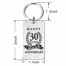 Gezxin Happy 30 Year Work Anniversary Keychain Gifts for Employee Women Men- 30th 30 Yr Year Work Anniversary Keychain Gifts for Co worker Boss Coworker