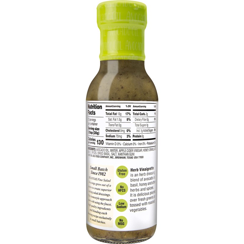 BRIANNAS Avocado Oil Herb Vinaigrette Dressing, 10 Fl Oz