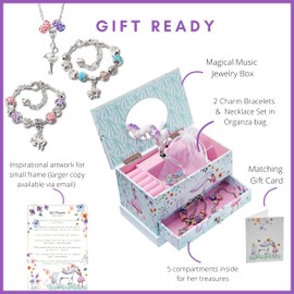 ABI + OLIE Ballerina Unicorn Kids Jewelry Box for Girls & Little Girls Jewelry Box Organizer - A unicorn music box gift for girls 4-6 and 6-12