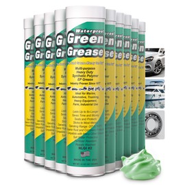 Ultra Heavy Duty Green Grease Tube (14oz - 10 Pack) - NLGI 2, High Temp, Waterproof Marine Grade, Rust Resistant Wheel Bearing Lubricant for Grease Gun - Marine, Auto, Farm & Home Use - American Made