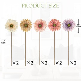 Briful Artificial Gerbera Daisy Bouquet – 6pcs Fall Flowers Stems, 17.7” Faux Daisies with Fabric Petals, Rustic Autumn Bouquet for Wedding Centerpieces, Home & Thanksgiving Decor