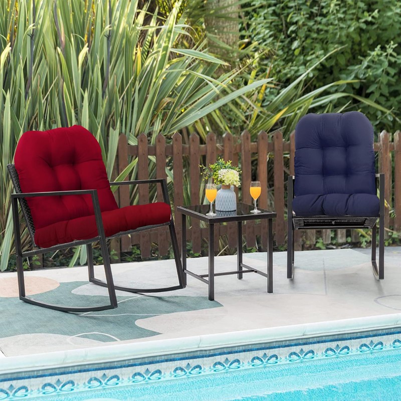 Wadser Outdoor/Indoor Chair Cushions Burgundy, Tufted Patio Seat Cushions Round