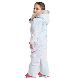 SNBOCON Kids Waterproof Colorful One Piece Coveralls Ski Suits Snowsuits Winter Jumpsuits Snowboarding (140cm,Aurora)