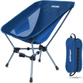 MARCHWAY Lightweight Folding Camping Chair, Portable Foldable Compact for Outdoor Camp, Travel, Beach, Picnic, Festival, Hiking, Backpacking, Supports 330Lbs (Dark Blue)