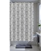 CHD Home Fabric Shower Curtain, Damask Floral Design, Grey and