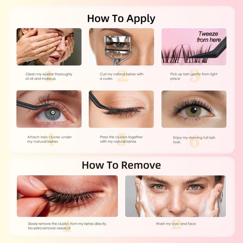 Fayjoo Wispy Natural Self Adhesive Eyelashes DIY Lash Clusters with