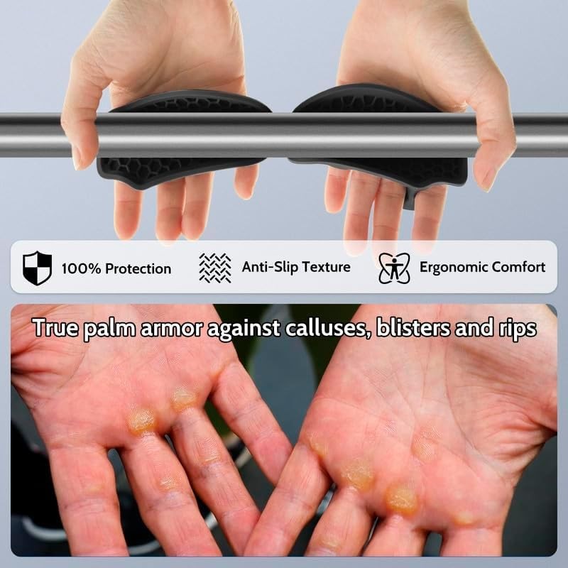 2 Pairs Weight Lifting Grips (Black + Gray) | Premium