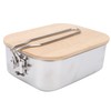 Stainless Steel Lunch Storage Box with Bamboo Lid Portable Camping