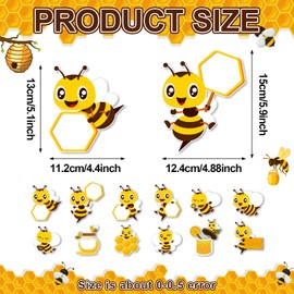 Moinchore 100 Pcs Bee Bulletin Board Cutouts with 2 Pcs Marker Pens Paper Bee Greeting Name Tags Spring Summer Labels for Teacher Student Craft Back to School Party Supplies